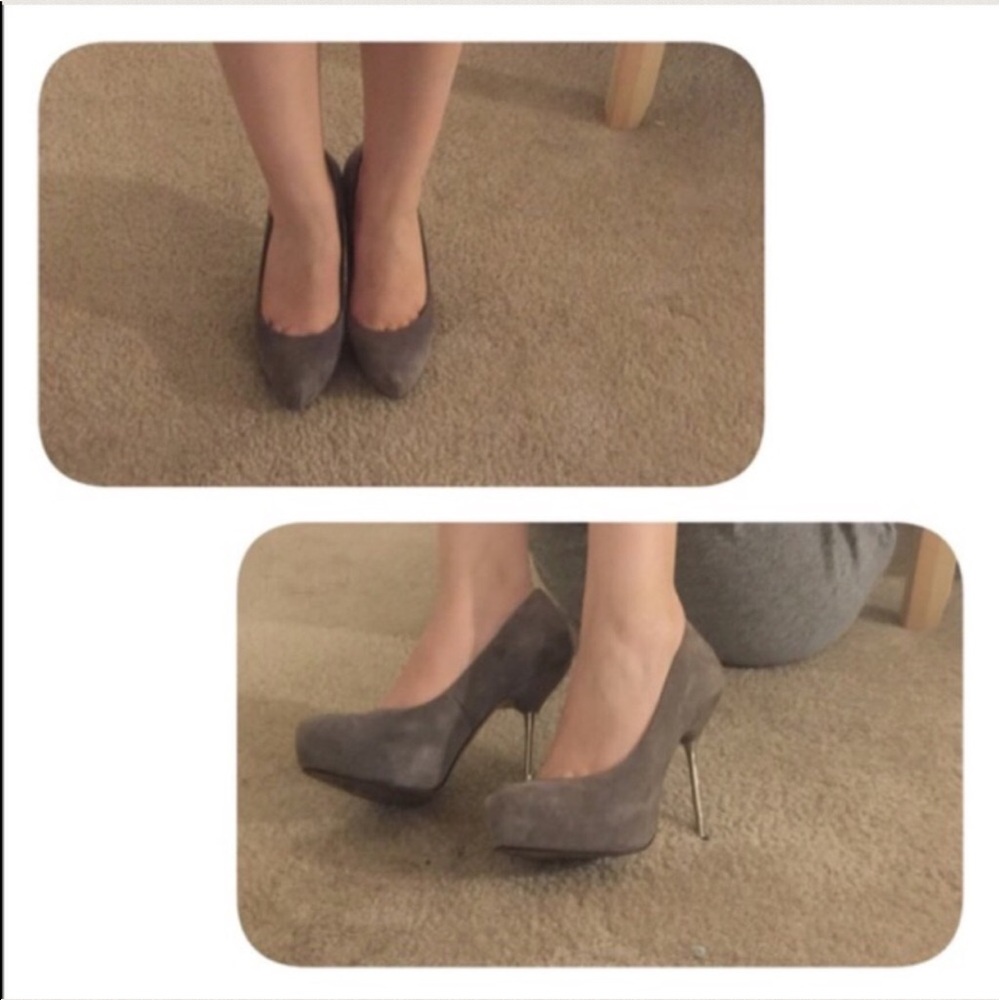 Zara grey suede platform pumps 37